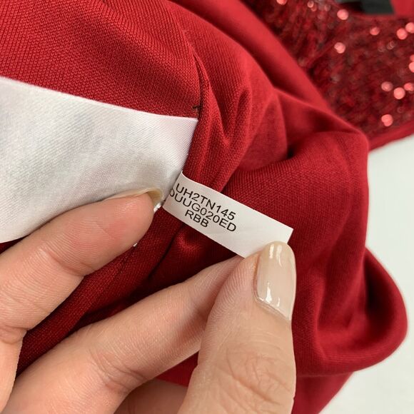 DKNY Tank Top Womens S Small Ruby Sequined Round Neck Sleeveless Keyhole Lined - Picture 11 of 13